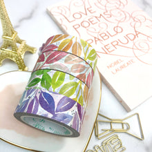 Load image into Gallery viewer, Rainbow Watercolor Leaves Washi Tape
