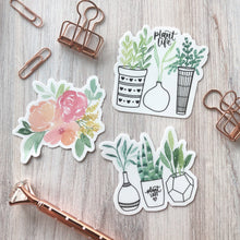 Load image into Gallery viewer, Set of 3 Watercolor Plants Vinyl Sticker 3&quot;
