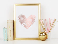 Load image into Gallery viewer, Heart of Gold Floral REAL foil print
