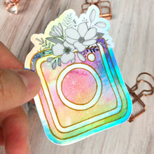 Load image into Gallery viewer, Set of 2 Floral Holographic Vinyl Stickers each 3&quot;
